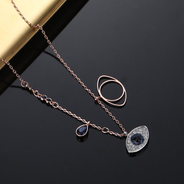 Swarovski 'Evil Eye' Charm Necklace w/ Gold Satellite Chain – KerrieBerrie  Beads & Jewellery